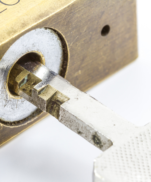A close up of a lock and a key